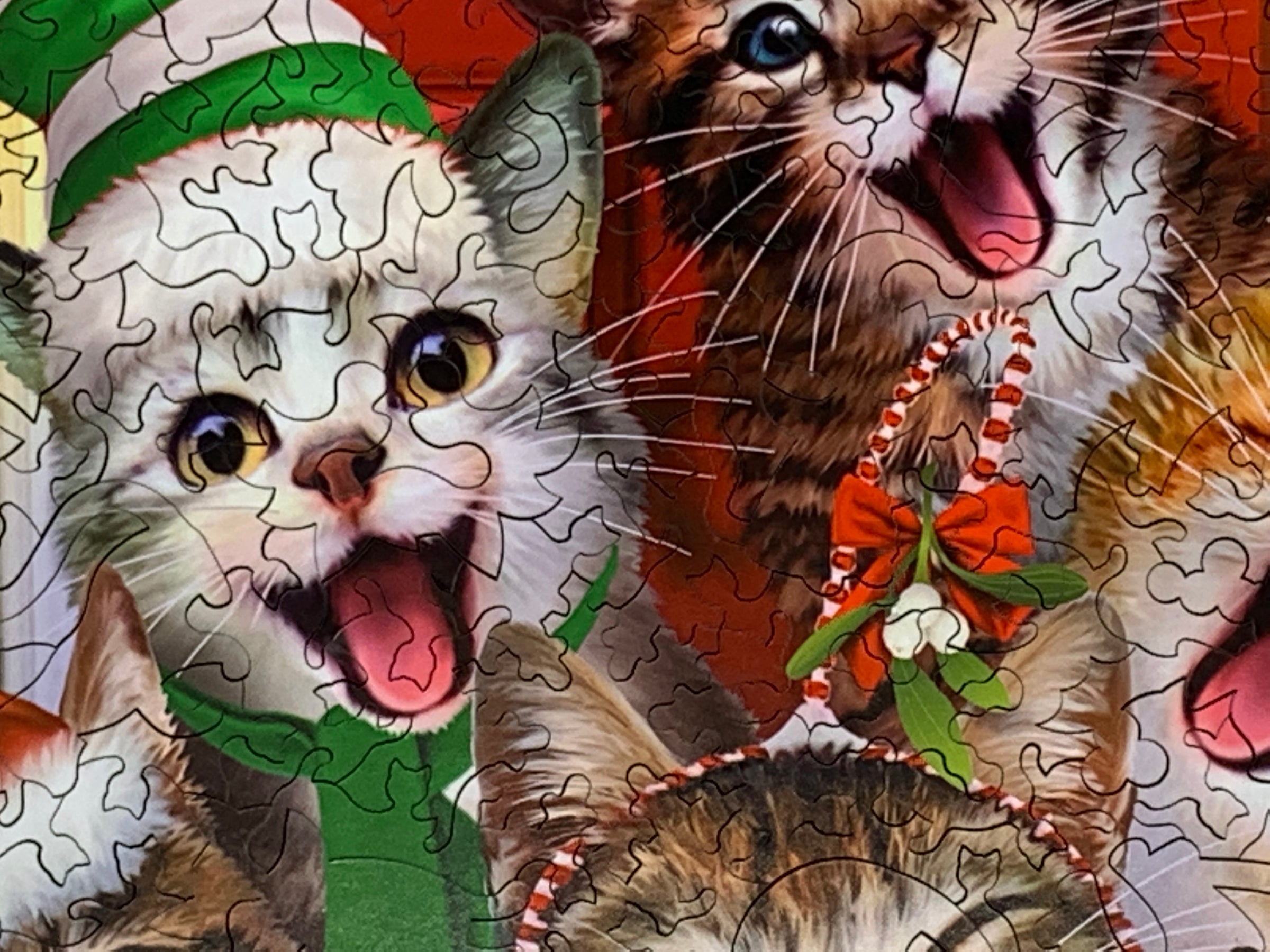 Crazy Christmas Cats - 261 Piece Wooden Jigsaw Puzzle - Nautilus Puzzles - Wooden Jigsaw Puzzles For Adults