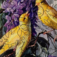 Golden Birds and Purple Blooms (50 Piece Mini Wooden Jigsaw Puzzle) - Nautilus Puzzles - Wooden Jigsaw Puzzles For Adults