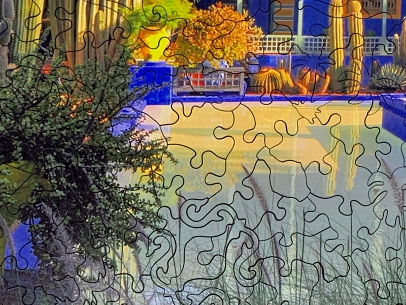 Le Jardin Majorelle, Marrakech, Morocco (448 Piece Wooden Jigsaw Puzzle) - Nautilus Puzzles - Wooden Jigsaw Puzzles For Adults