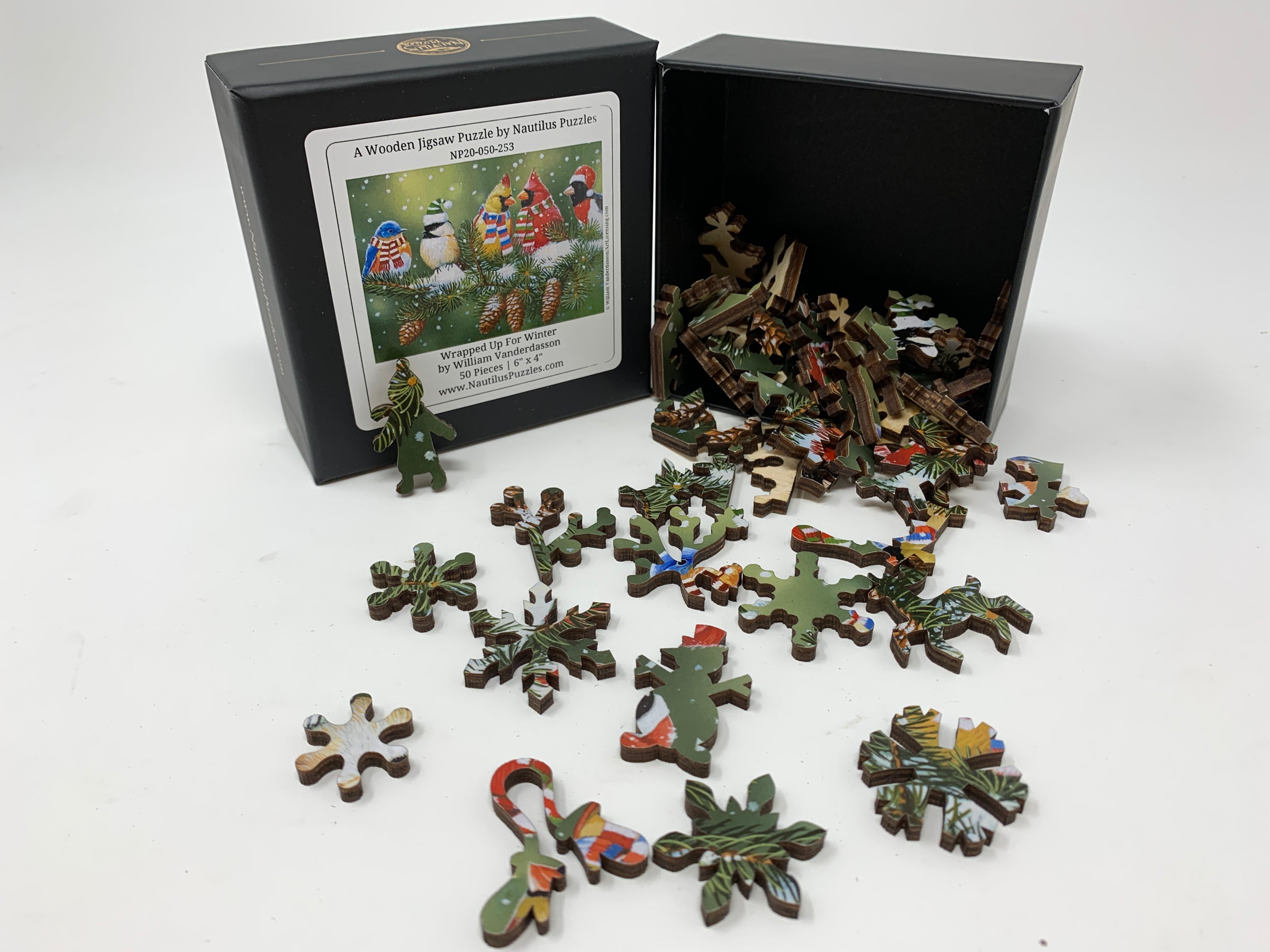 Wrapped Up For Winter (50 Piece Mini Winter Wooden Jigsaw Puzzle) - Nautilus Puzzles - Wooden Jigsaw Puzzles For Adults