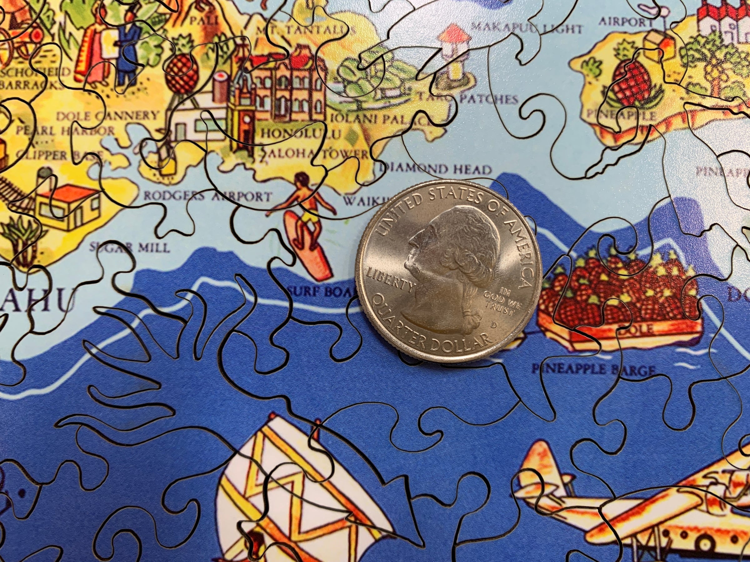 Map of Hawaii (471 Piece Wooden Jigsaw Puzzle) - Nautilus Puzzles - Wooden Jigsaw Puzzles For Adults