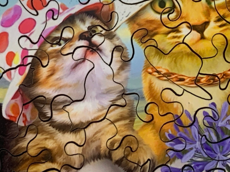Cats in Hats (146 Piece Wooden Jigsaw Puzzle) - Nautilus Puzzles - Wooden Jigsaw Puzzles For Adults