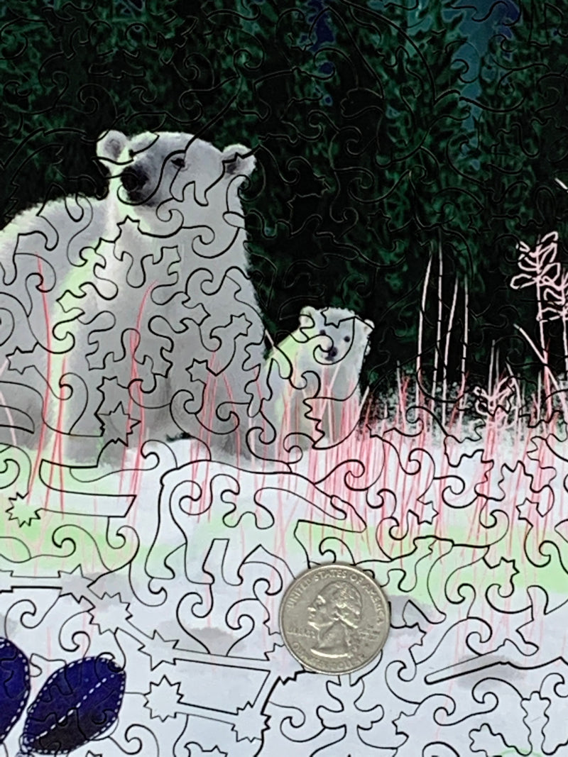 Alaskan Polar Bears - 351 Piece Wooden Jigsaw Puzzle - Nautilus Puzzles - Wooden Jigsaw Puzzles For Adults