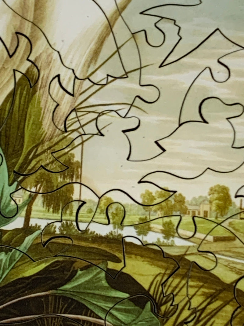 Snowy Heron (50 Pieces) Mini Wooden Puzzle - Nautilus Puzzles - Wooden Jigsaw Puzzles For Adults