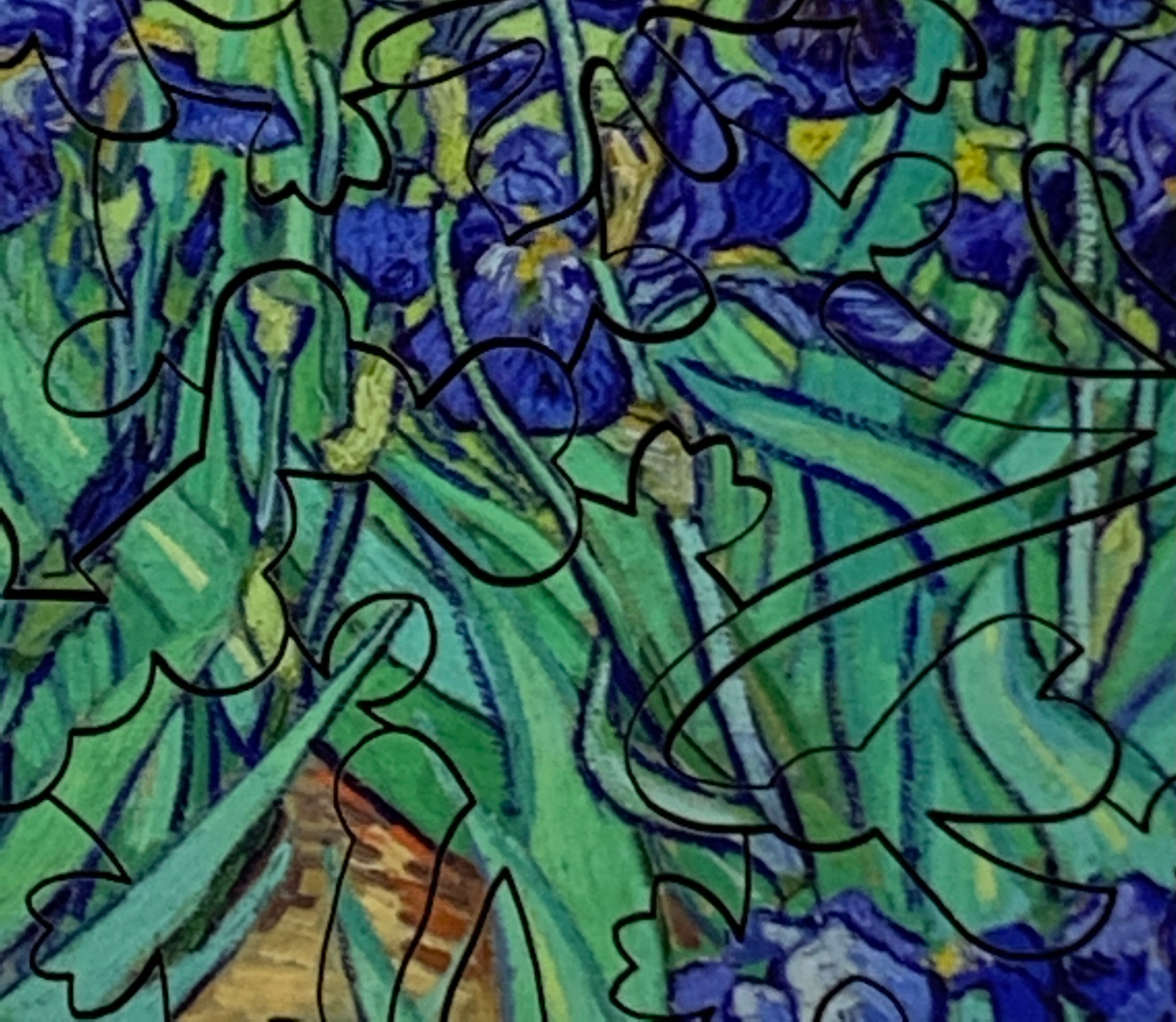 Irises by Vincent Van Gogh (50 Piece Mini Wooden Jigsaw Puzzle) - Nautilus Puzzles - Wooden Jigsaw Puzzles For Adults