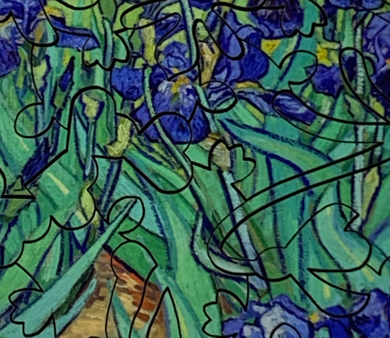 Irises by Vincent Van Gogh (50 Piece Mini Wooden Jigsaw Puzzle) - Nautilus Puzzles - Wooden Jigsaw Puzzles For Adults