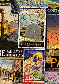Vintage Travel Posters (502 Piece Wooden Jigsaw Puzzle) - Nautilus Puzzles - Wooden Jigsaw Puzzles For Adults