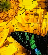 Sunflower Butterfly (78 Pieces) Mini Wooden Butterfly Puzzle - Nautilus Puzzles - Wooden Jigsaw Puzzles For Adults
