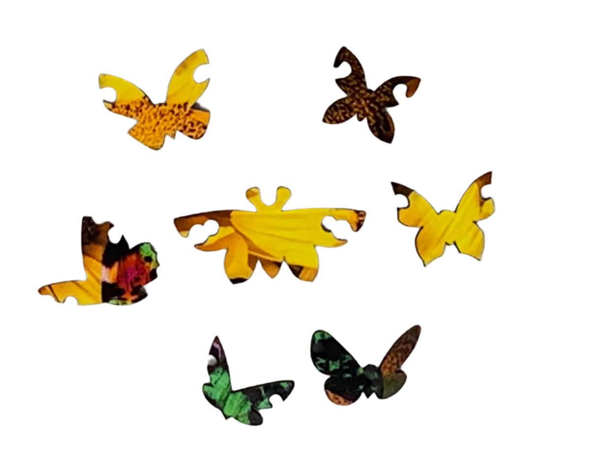 Sunflower Butterfly (78 Pieces) Mini Wooden Butterfly Puzzle - Nautilus Puzzles - Wooden Jigsaw Puzzles For Adults