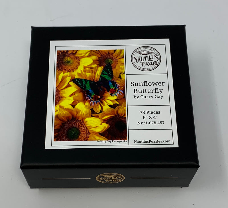 Sunflower Butterfly (78 Pieces) Mini Wooden Butterfly Puzzle - Nautilus Puzzles - Wooden Jigsaw Puzzles For Adults
