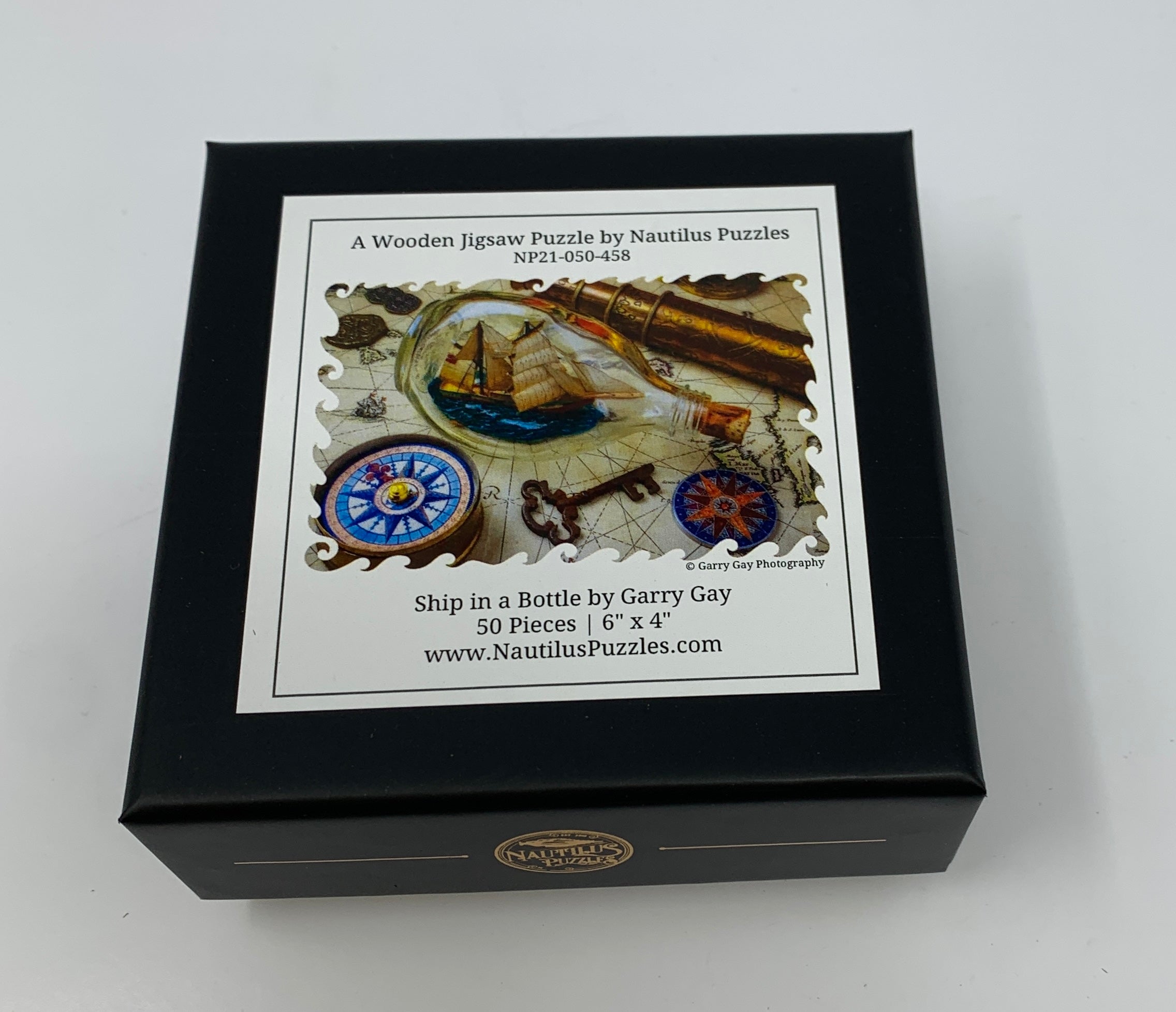 Ship in a Bottle (50 Piece Mini Wooden Jigsaw Puzzle) - Nautilus Puzzles - Wooden Jigsaw Puzzles For Adults