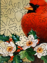 Cardinal Greetings (50 Piece Mini Christmas Wooden Jigsaw Puzzle) - Nautilus Puzzles - Wooden Jigsaw Puzzles For Adults