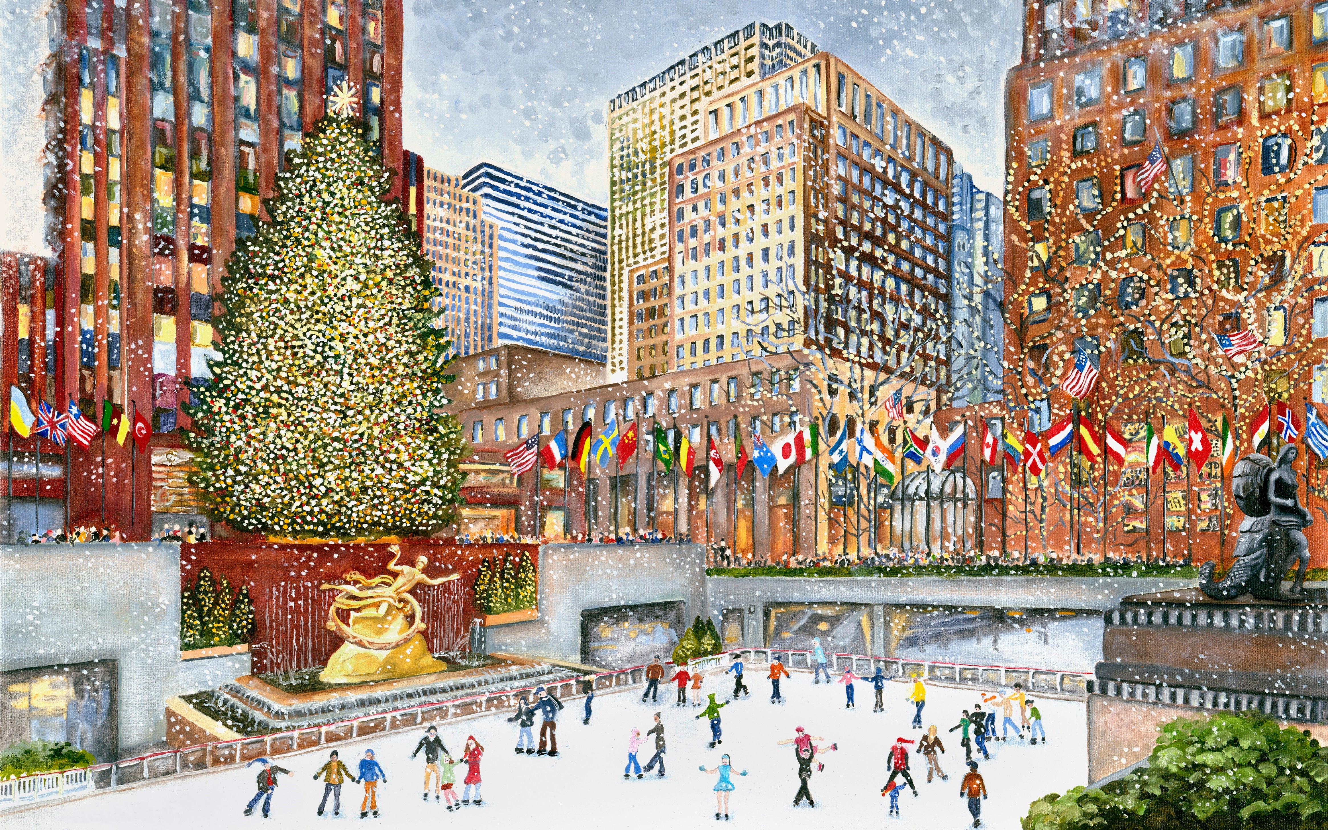 Ice Skaters at Rockefeller Center (249 Piece Wooden Christmas