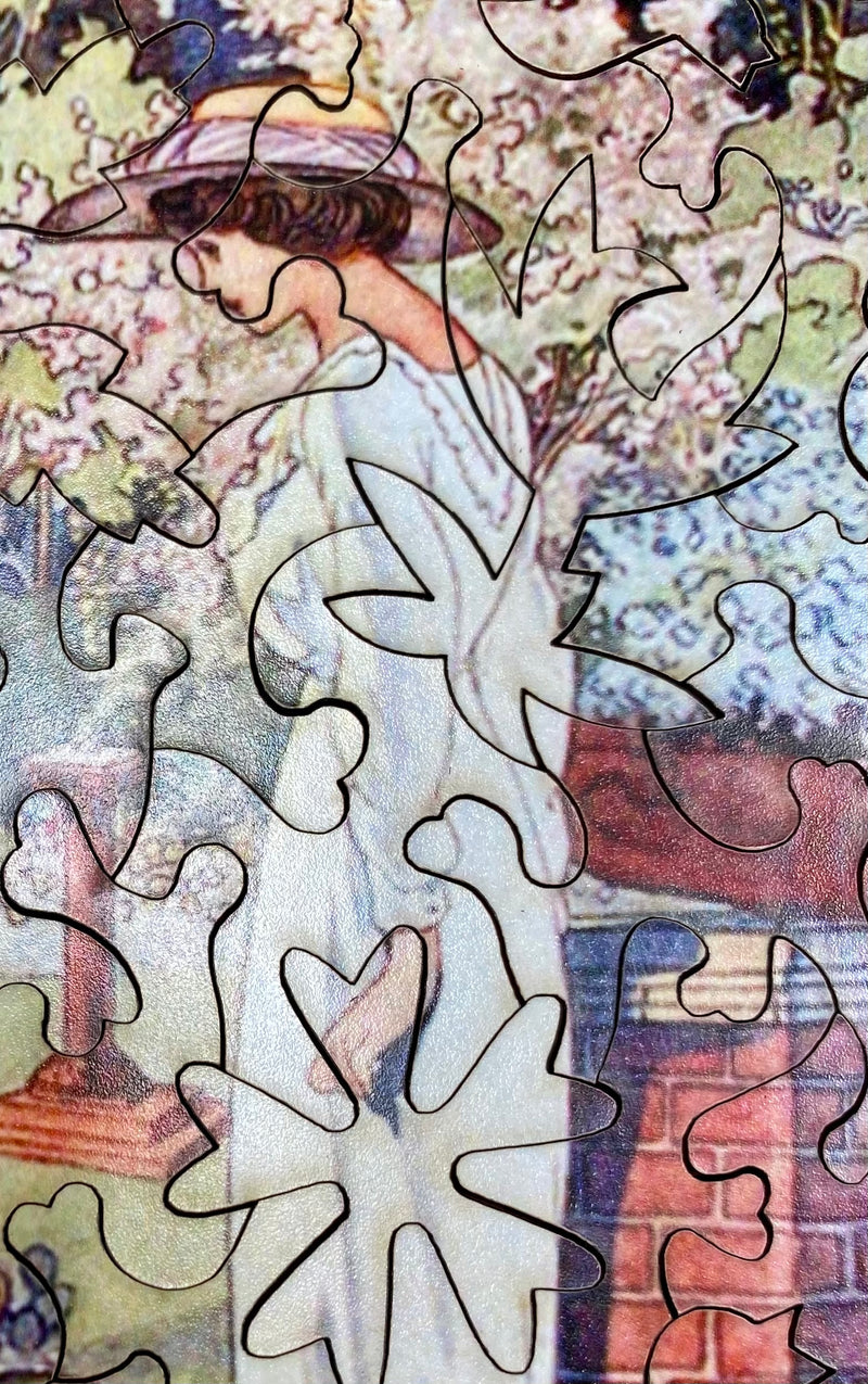 Garden Lady (47 Pieces) by Charles Robinson, Mini Wooden Jigsaw Puzzle - Nautilus Puzzles - Wooden Jigsaw Puzzles For Adults