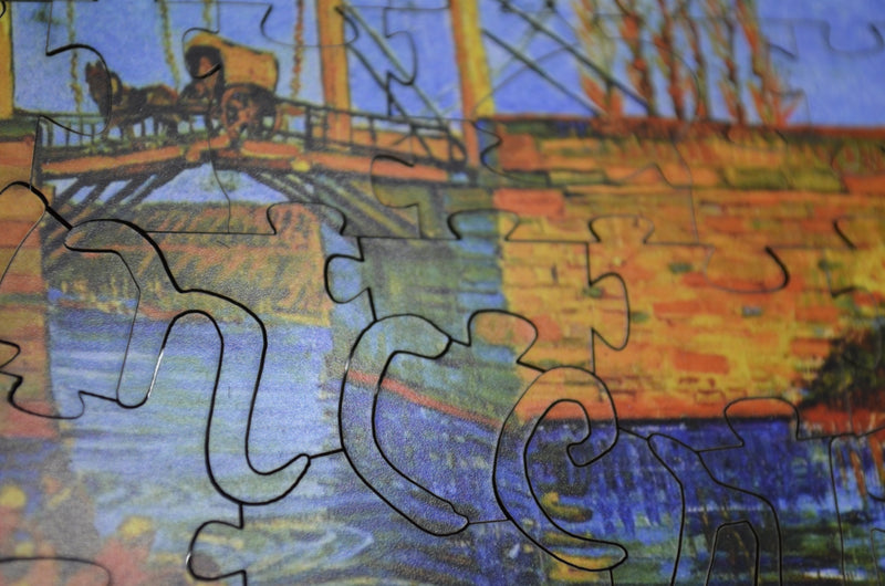 Langlois Bridge At Arles by Vincent Van Gogh (50 Pieces) Mini Wooden Jigsaw Puzzle - Nautilus Puzzles - Wooden Jigsaw Puzzles For Adults