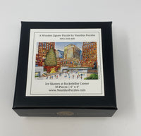 Ice Skaters at Rockefeller Center - 50 Piece MINI Wooden Christmas Puzzle - Nautilus Puzzles - Wooden Jigsaw Puzzles For Adults