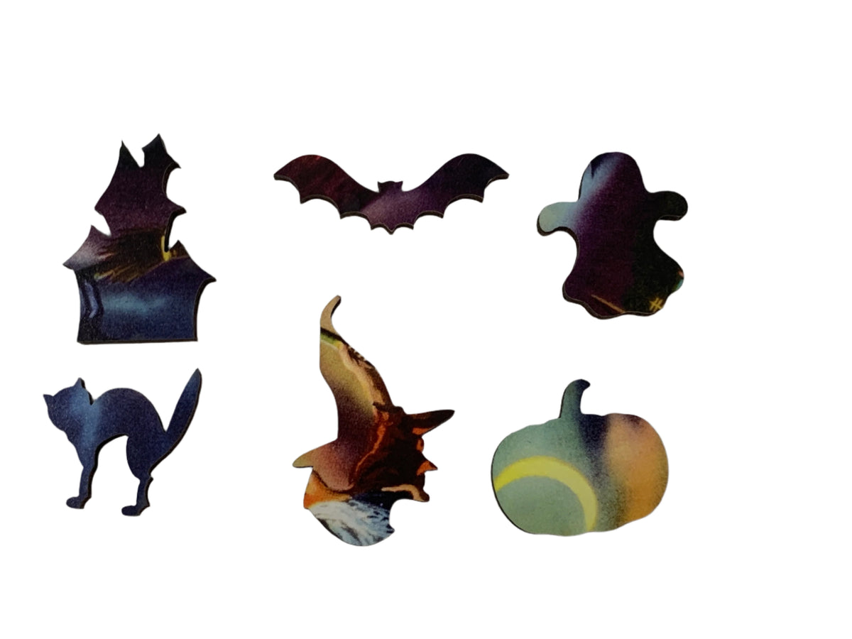 Ye Olde Salem Witch (50 Pieces) Mini Halloween Wooden Jigsaw Puzzle - Nautilus Puzzles - Wooden Jigsaw Puzzles For Adults