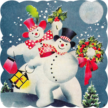Mr. & Mrs. Snowman (50 Piece Mini Christmas Wooden Jigsaw Puzzle) - Nautilus Puzzles - Wooden Jigsaw Puzzles For Adults