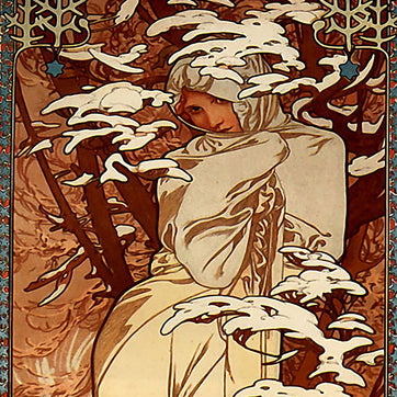 Winter by Alphonse Mucha (106 Piece Wooden Jigsaw Puzzle) - Nautilus Puzzles - Wooden Jigsaw Puzzles For Adults