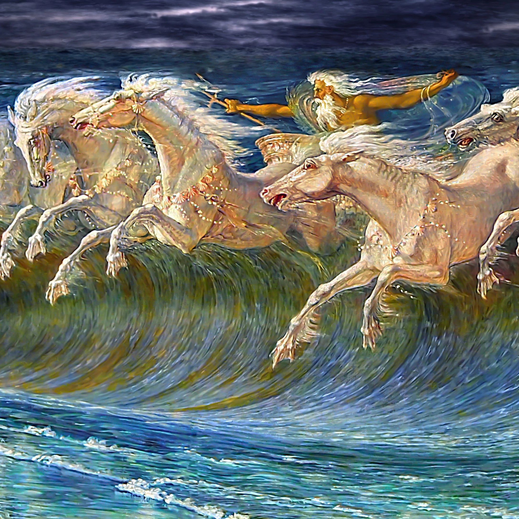 Neptune's Horses by Walter Crane (404 Piece Wooden Jigsaw Puzzle) - Nautilus Puzzles - Wooden Jigsaw Puzzles For Adults