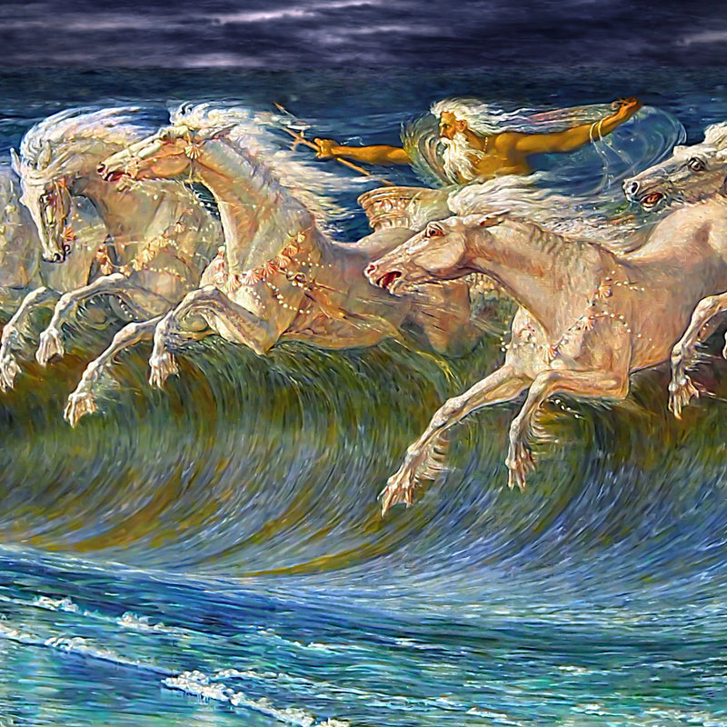 Neptune's Horses by Walter Crane (404 Piece Wooden Jigsaw Puzzle) - Nautilus Puzzles - Wooden Jigsaw Puzzles For Adults