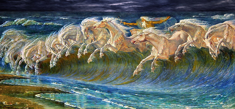 Neptune's Horses by Walter Crane (404 Piece Wooden Jigsaw Puzzle) - Nautilus Puzzles - Wooden Jigsaw Puzzles For Adults