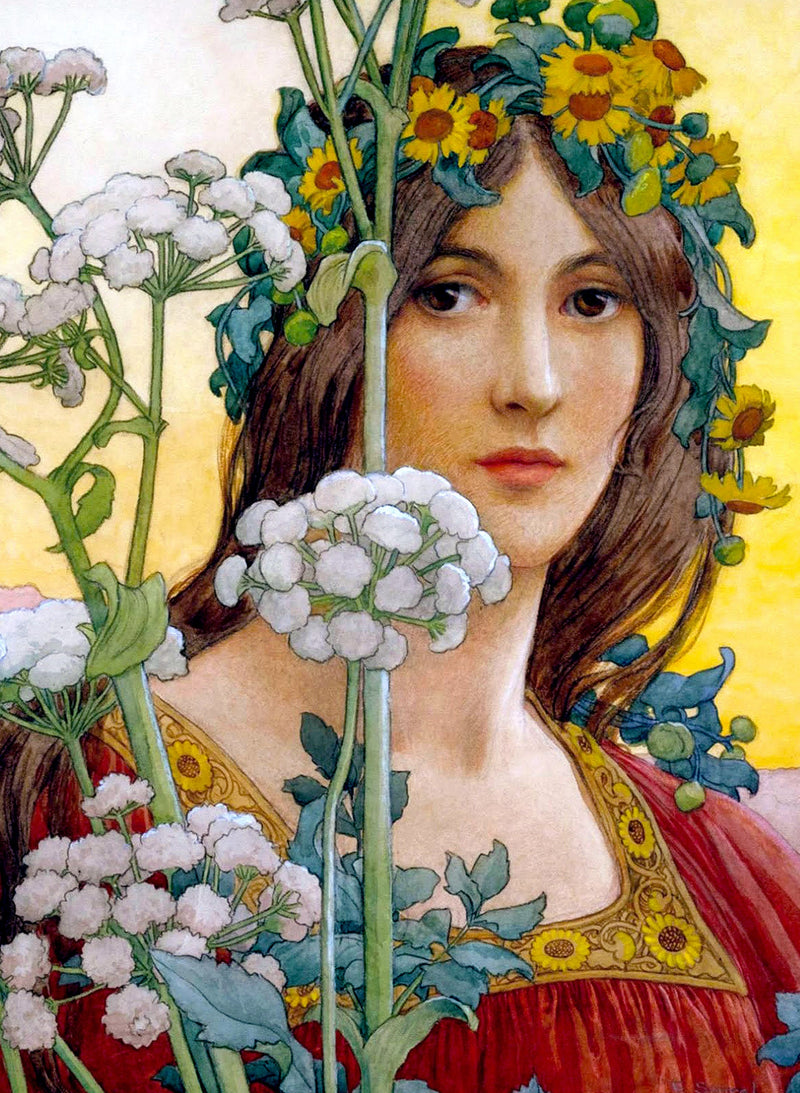 Our Lady Of The Cow Parsley (47 Pieces) By Elizabeth Sonrel, Mini Wooden Jigsaw Puzzle - Nautilus Puzzles - Wooden Jigsaw Puzzles For Adults