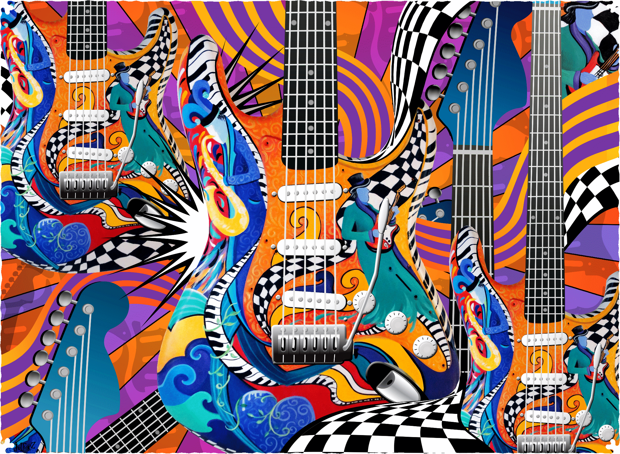 Psychedelic Stringscape (401 Piece Wooden Jigsaw Puzzle) - Nautilus Puzzles - Wooden Jigsaw Puzzles For Adults