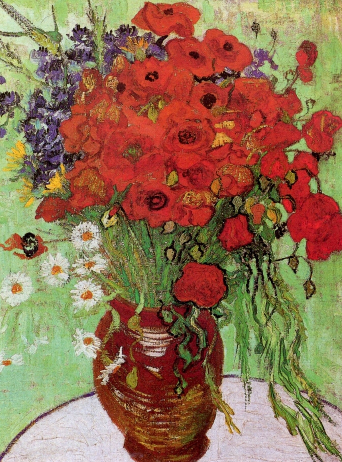 Vase with Red Poppies and Daisies, 1890 by Van Gogh (120 Piece Wooden Jigsaw Puzzle) - Nautilus Puzzles - Wooden Jigsaw Puzzles For Adults
