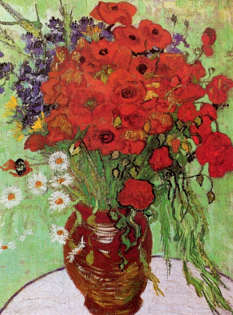 Vase with Red Poppies and Daisies, 1890 by Van Gogh (120 Piece Wooden Jigsaw Puzzle) - Nautilus Puzzles - Wooden Jigsaw Puzzles For Adults