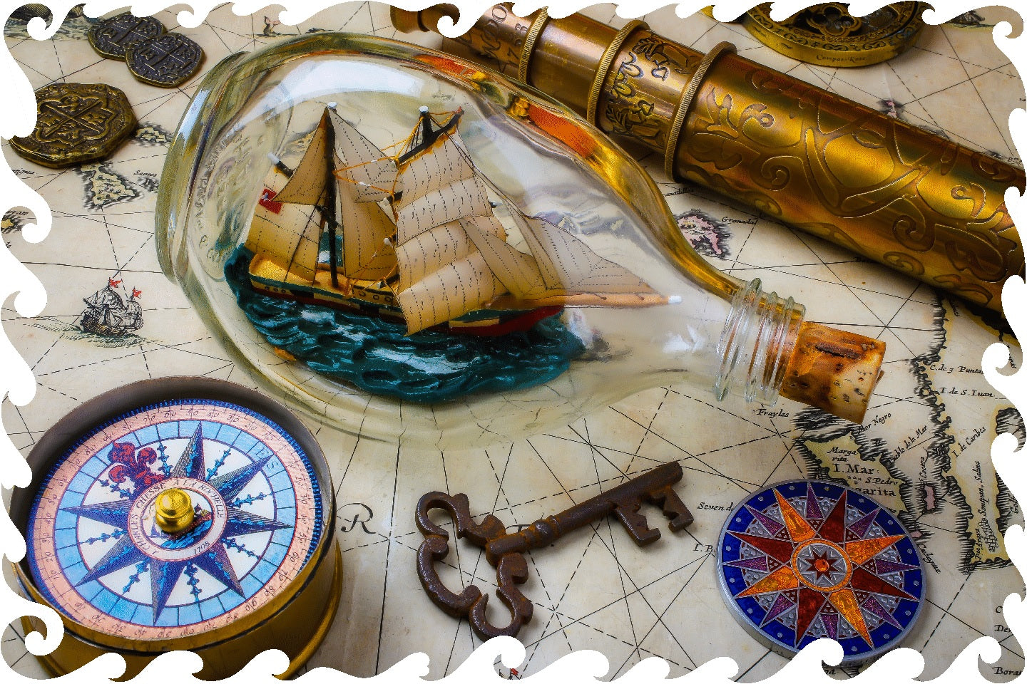 Ship in a Bottle (50 Piece Mini Wooden Jigsaw Puzzle) - Nautilus Puzzles - Wooden Jigsaw Puzzles For Adults