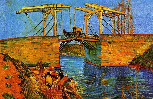Langlois Bridge At Arles by Vincent Van Gogh (50 Pieces) Mini Wooden Jigsaw Puzzle - Nautilus Puzzles - Wooden Jigsaw Puzzles For Adults