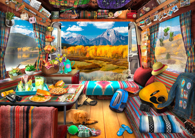 Van Life - Grand Tetons (474 Pieces) Wooden Jigsaw Puzzle - Nautilus Puzzles - Wooden Jigsaw Puzzles For Adults