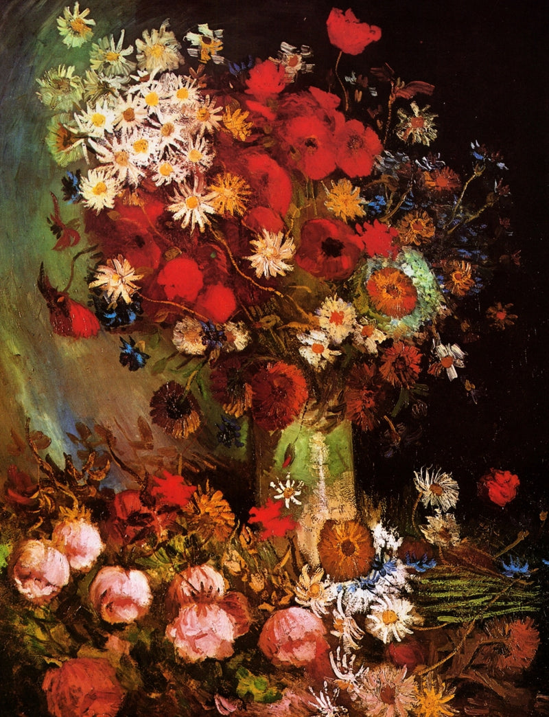 Vase with Poppies, Cornflowers, Peonies and Chrysanthemums by Van Gogh (120 Piece Wooden Jigsaw Puzzle) - Nautilus Puzzles - Wooden Jigsaw Puzzles For Adults
