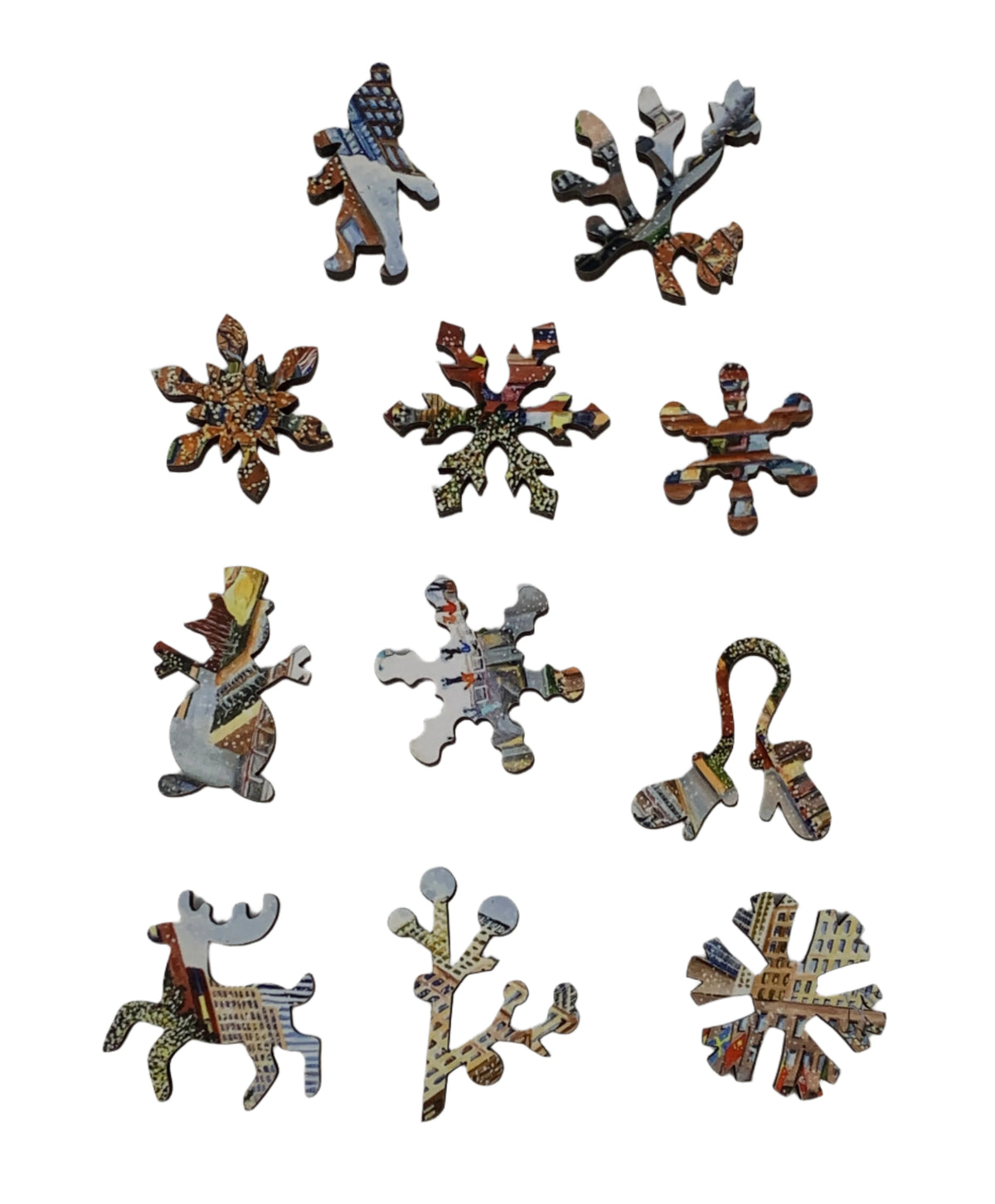 Ice Skaters at Rockefeller Center - 50 Piece MINI Wooden Christmas Puzzle - Nautilus Puzzles - Wooden Jigsaw Puzzles For Adults