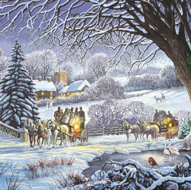 Winter Carriages - 200 Piece Winter Wooden Jigsaw Puzzle - Nautilus Puzzles - Wooden Jigsaw Puzzles For Adults