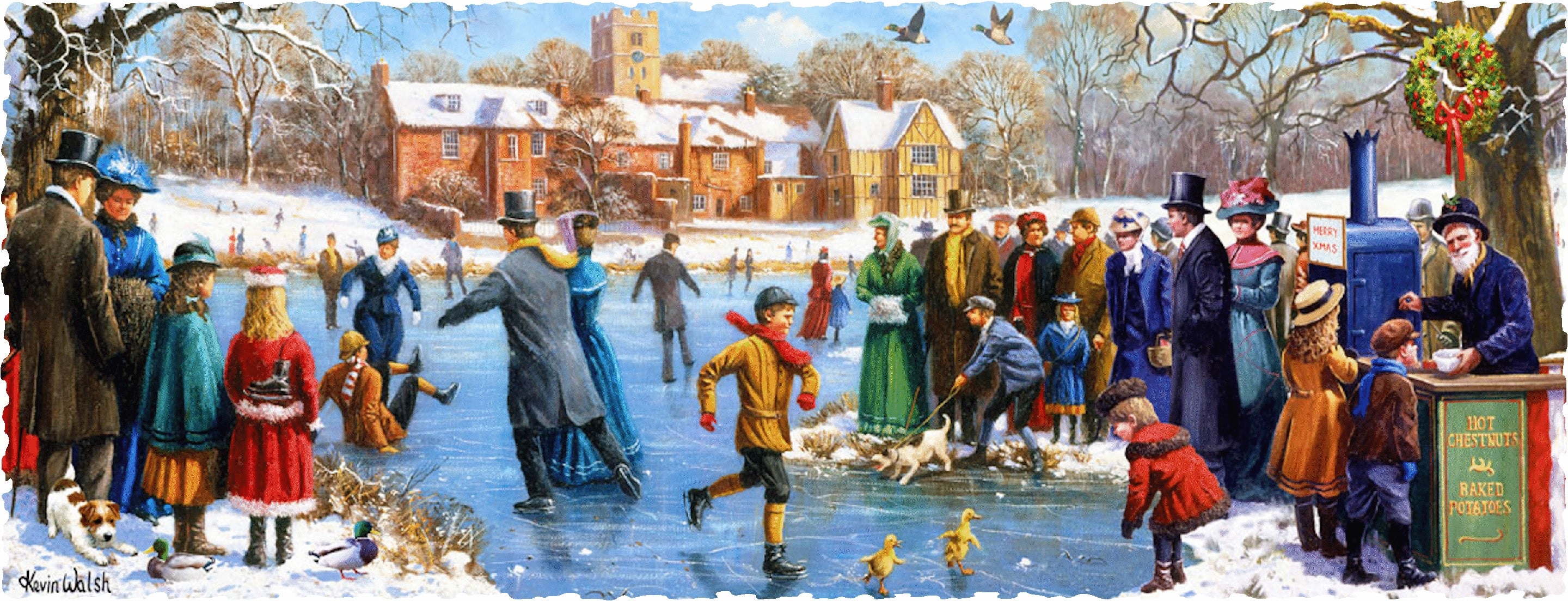 Skating at the Manor House (604 Piece Wooden Christmas Jigsaw