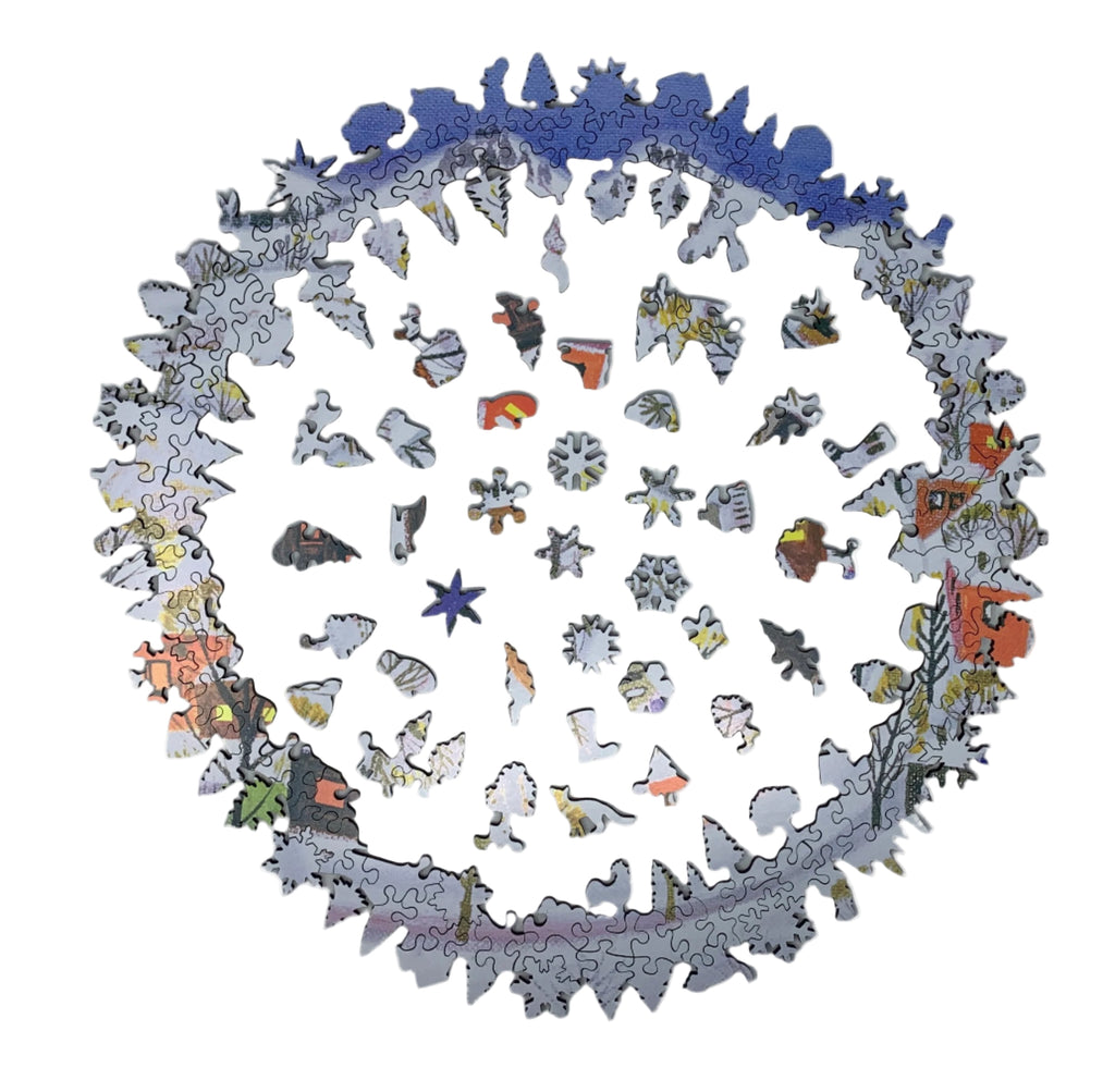 Winter in the Village 351 Piece Wooden Jigsaw Puzzle