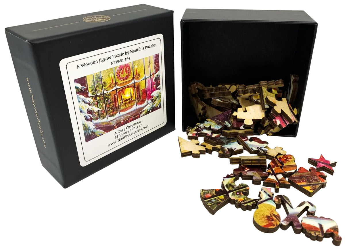 A Cozy Christmas (51 Piece Mini Christmas Wooden Jigsaw Puzzle) - Nautilus Puzzles - Wooden Jigsaw Puzzles For Adults