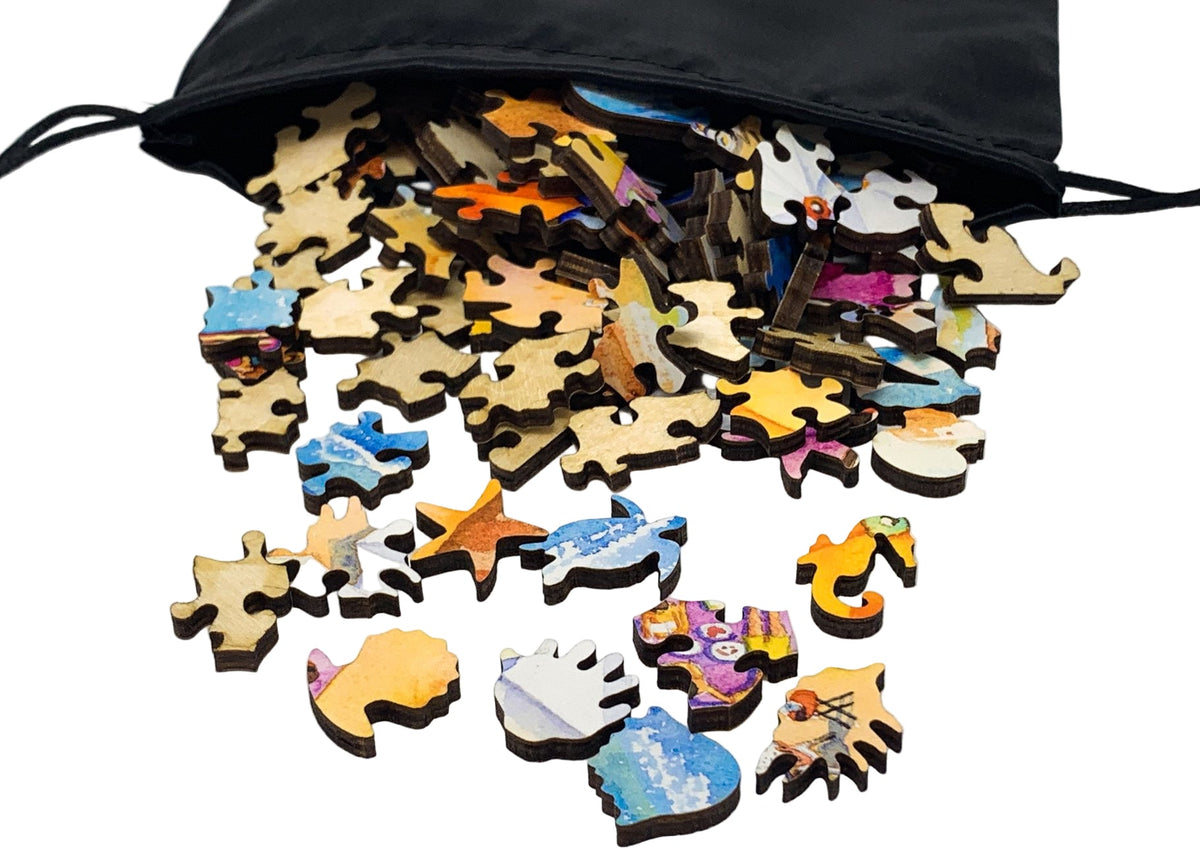 A Day at the Beach (145 Piece Wooden Jigsaw Puzzle) - Nautilus Puzzles - Wooden Jigsaw Puzzles For Adults