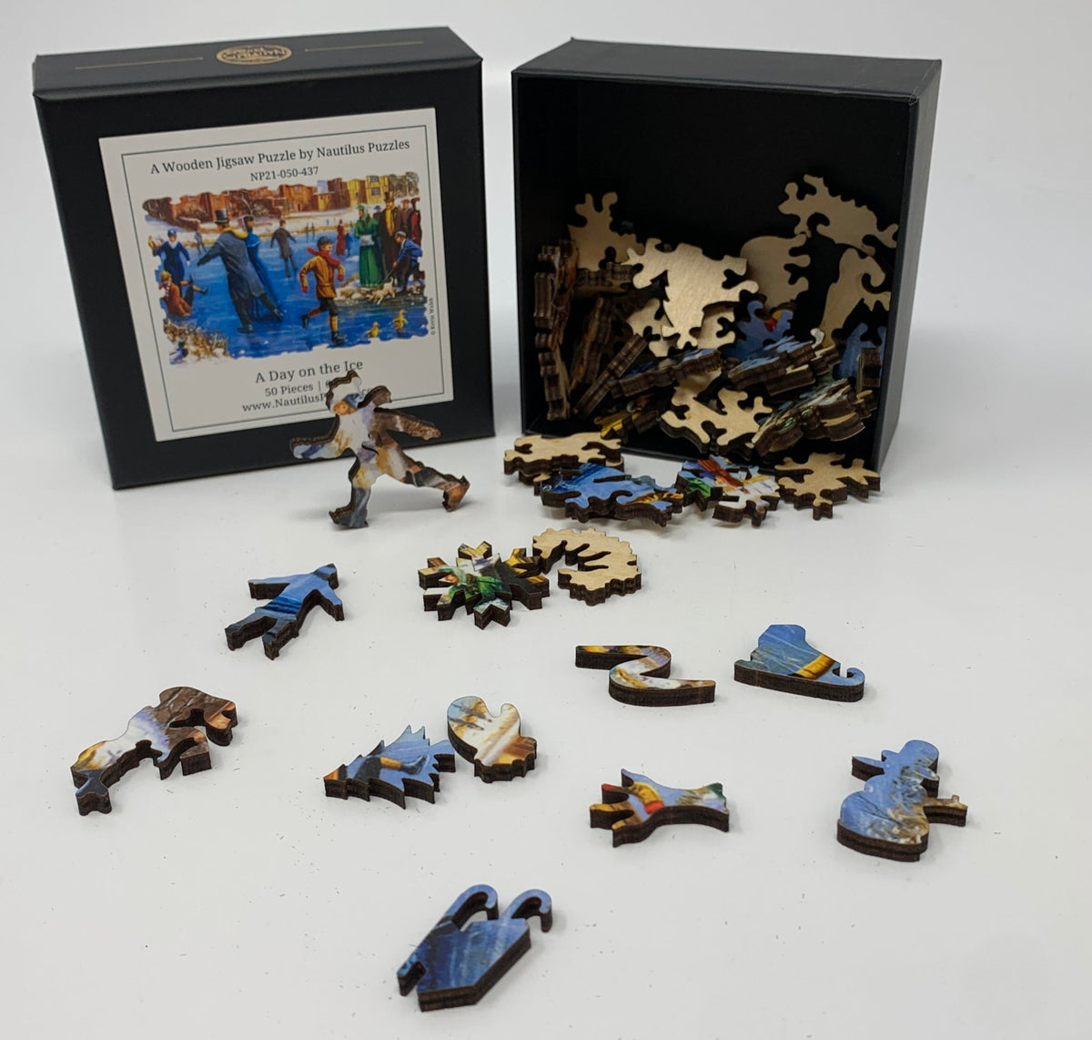 A Day on the Ice (50 Piece Mini Wooden Jigsaw Puzzle) - Nautilus Puzzles - Wooden Jigsaw Puzzles For Adults