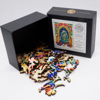 A Folk Art Christmas (54 Piece Mini Christmas Wooden Jigsaw Puzzle) - Nautilus Puzzles - Wooden Jigsaw Puzzles For Adults