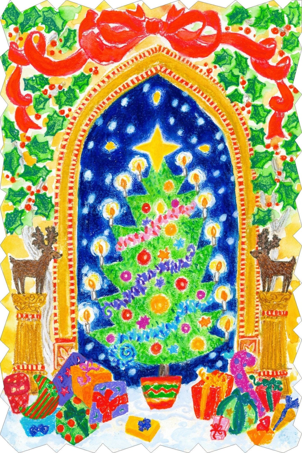 A Folk Art Christmas (54 Piece Mini Christmas Wooden Jigsaw Puzzle) - Nautilus Puzzles - Wooden Jigsaw Puzzles For Adults