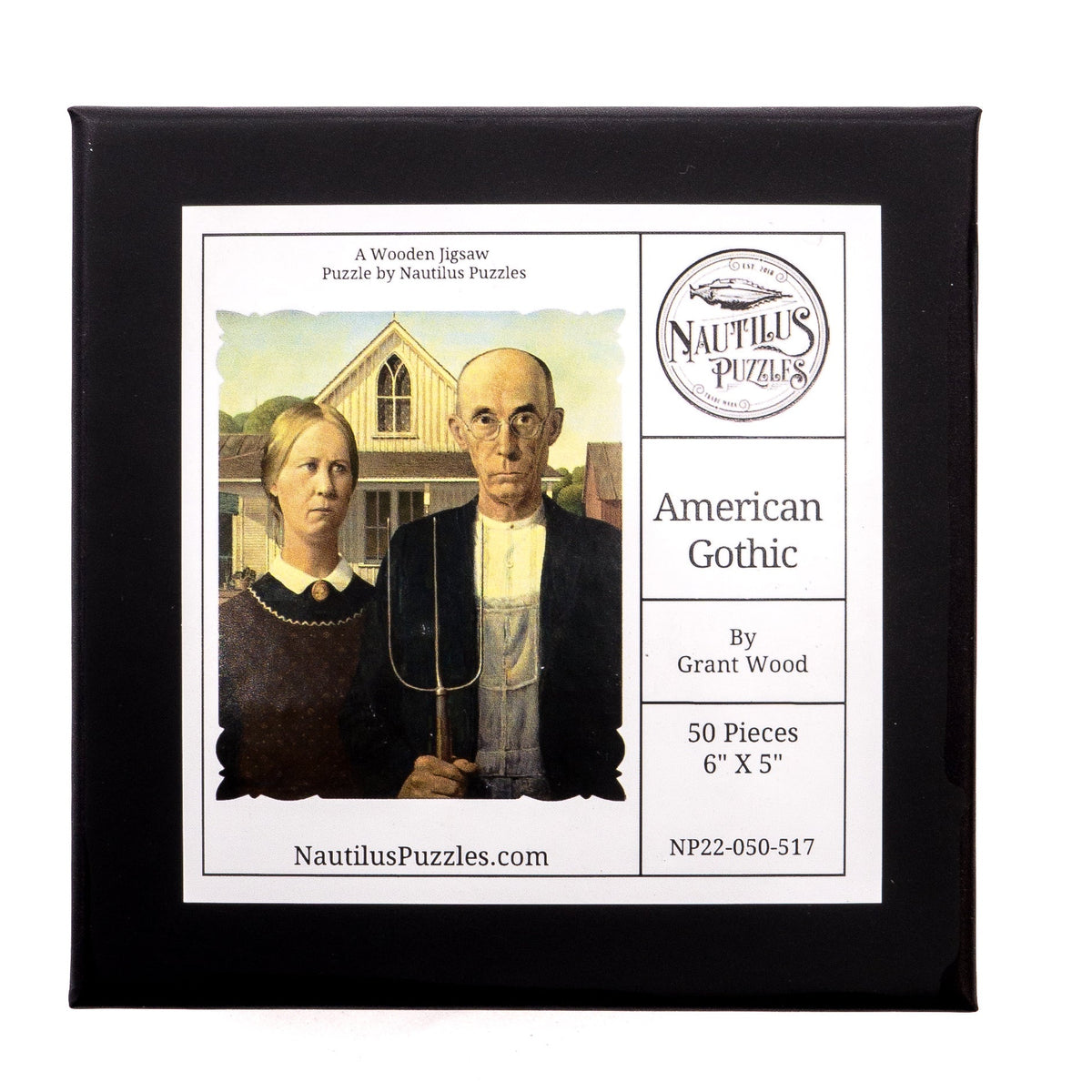 American Gothic by Grant Wood (50 Piece MINI Wooden Jigsaw Puzzle) - Nautilus Puzzles - Wooden Jigsaw Puzzles For Adults