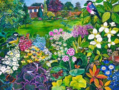 An English Cottage Garden - 425 Piece Wooden Jigsaw Puzzle - Nautilus Puzzles - Wooden Jigsaw Puzzles For Adults