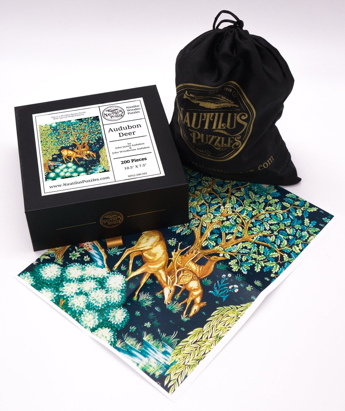 Audubon Deer (200 Piece Wooden Jigsaw Puzzle) - Nautilus Puzzles - Wooden Jigsaw Puzzles For Adults