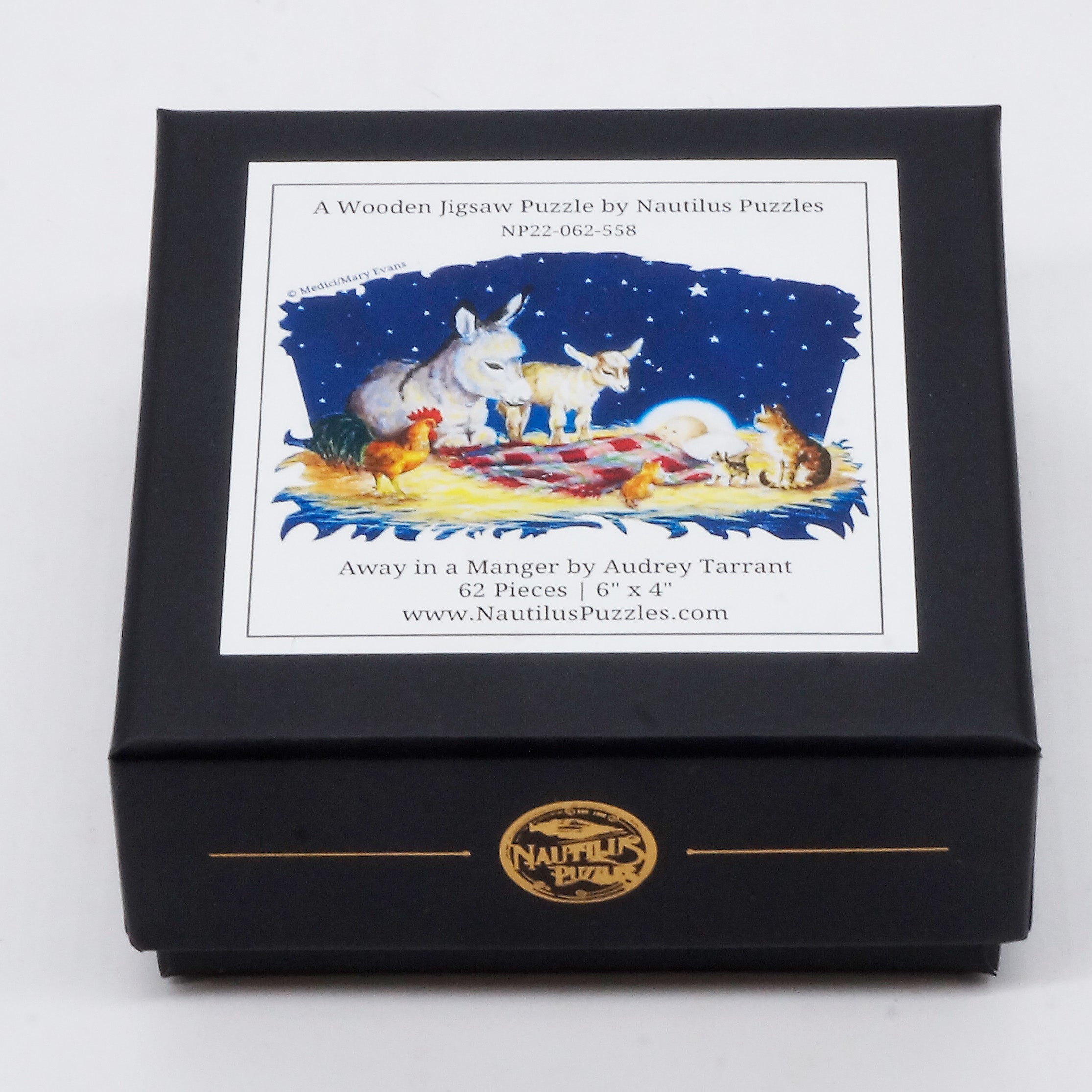 Away in a Manger (62 Pieces) MINI Wooden Christmas Jigsaw Puzzle - Nautilus Puzzles - Wooden Jigsaw Puzzles For Adults