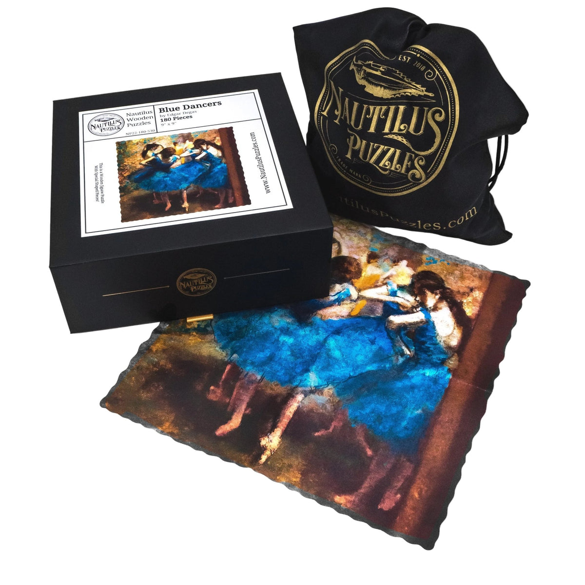 Blue Dancers by Edgar Degas (180 Piece Wooden Jigsaw Puzzle) - Nautilus Puzzles - Wooden Jigsaw Puzzles For Adults