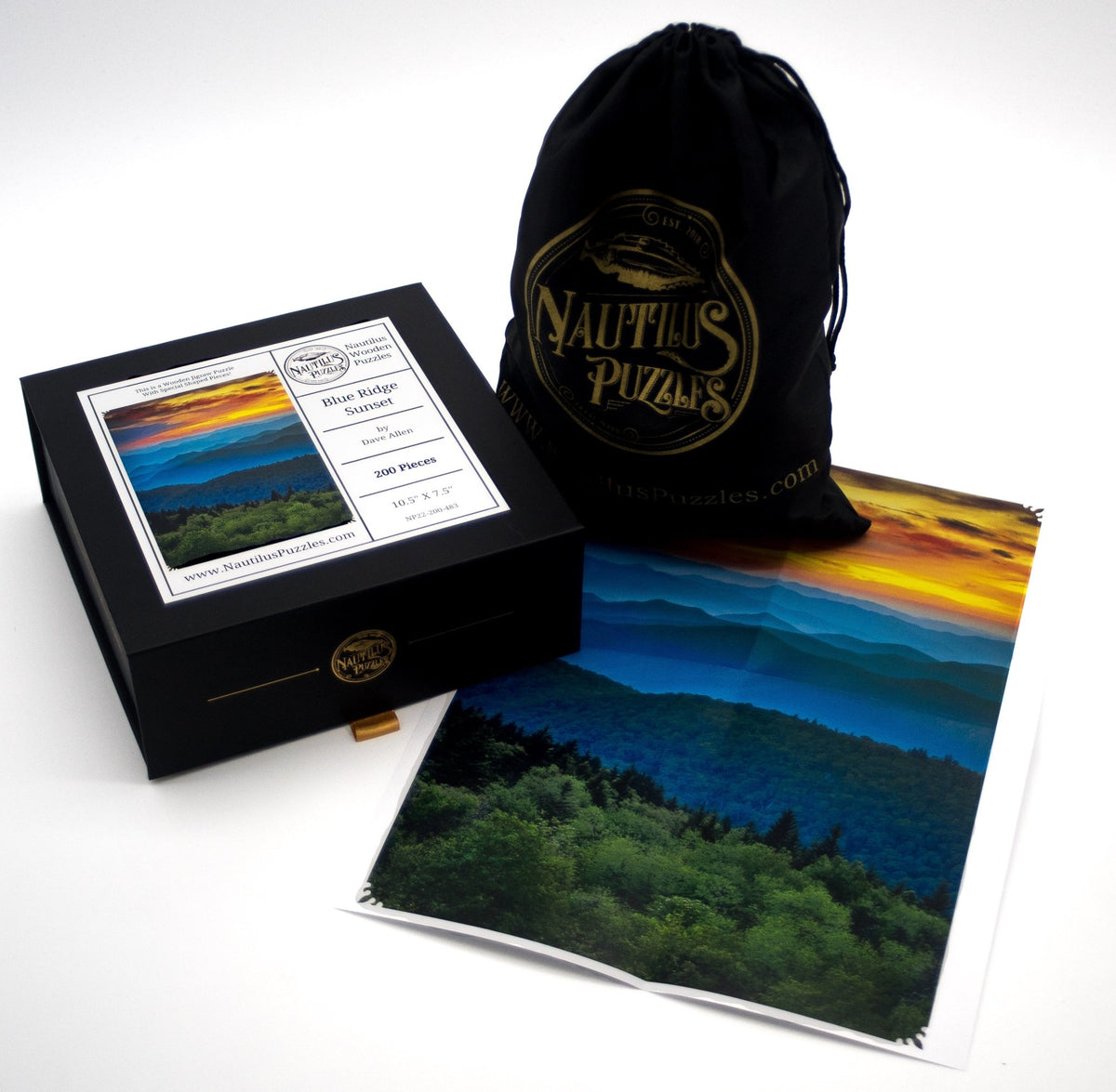 Blue Ridge Sunset - 200 Piece Wooden Jigsaw Puzzle - Nautilus Puzzles - Wooden Jigsaw Puzzles For Adults