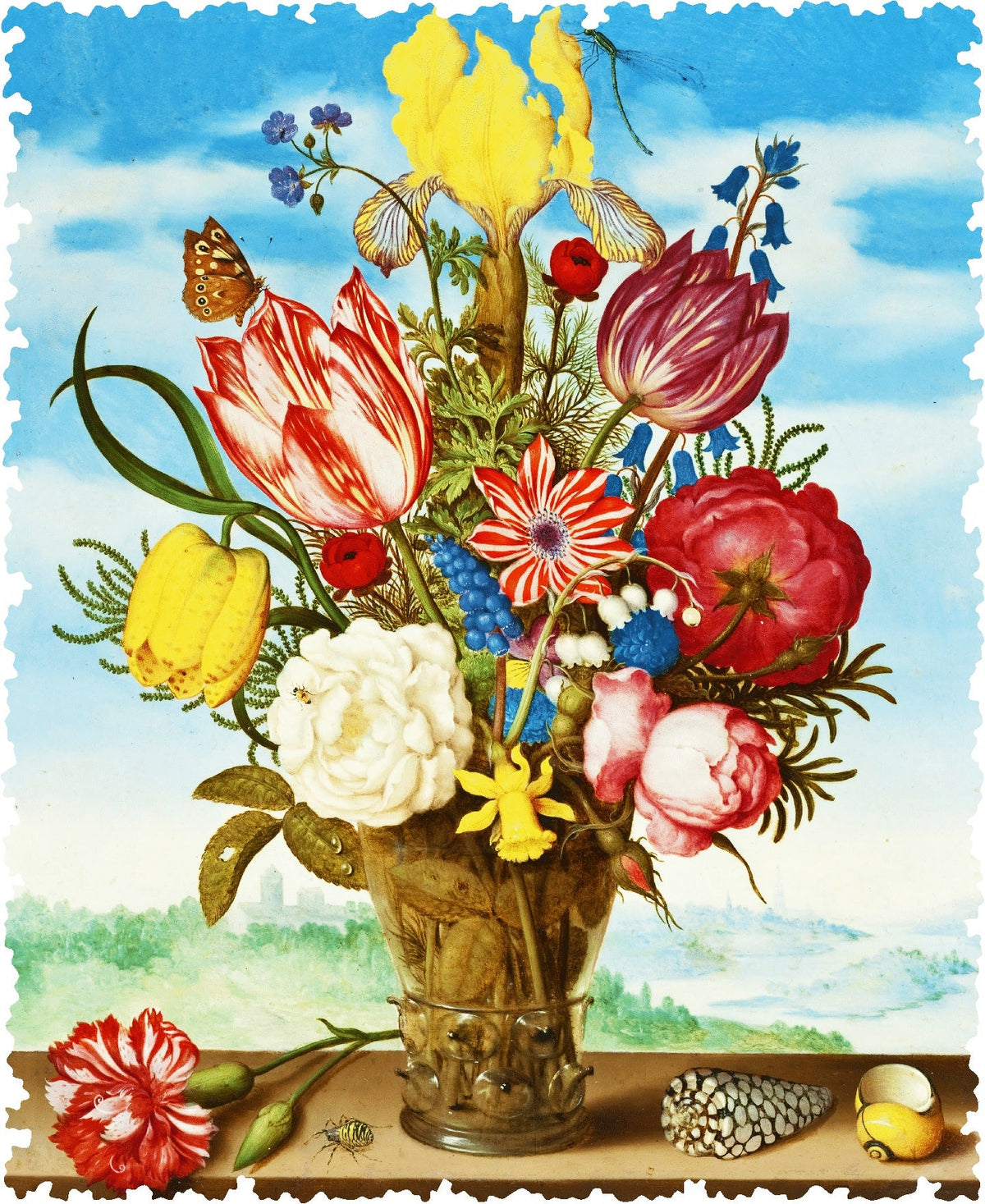 Bouquet of Flowers by Ambrosius Bosschaert (220 Piece Wooden Jigsaw Puzzle) - Nautilus Puzzles - Wooden Jigsaw Puzzles For Adults